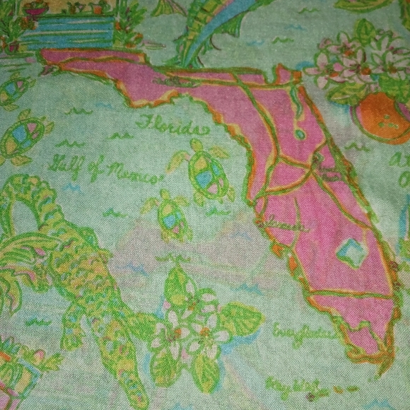 Lilly Pulitzer "The Sunshine State" Murfee Scarf silk/cashmere EUC HTF - Picture 4 of 6